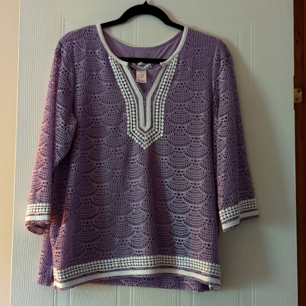 Lilac medium Alfred dunner knit blouse